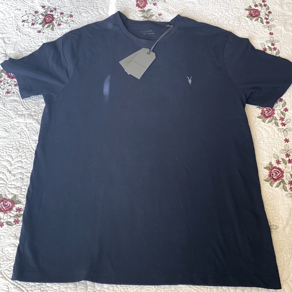 All Saints Crewneck T-Shirt Jet Black L, Brand New w Tags